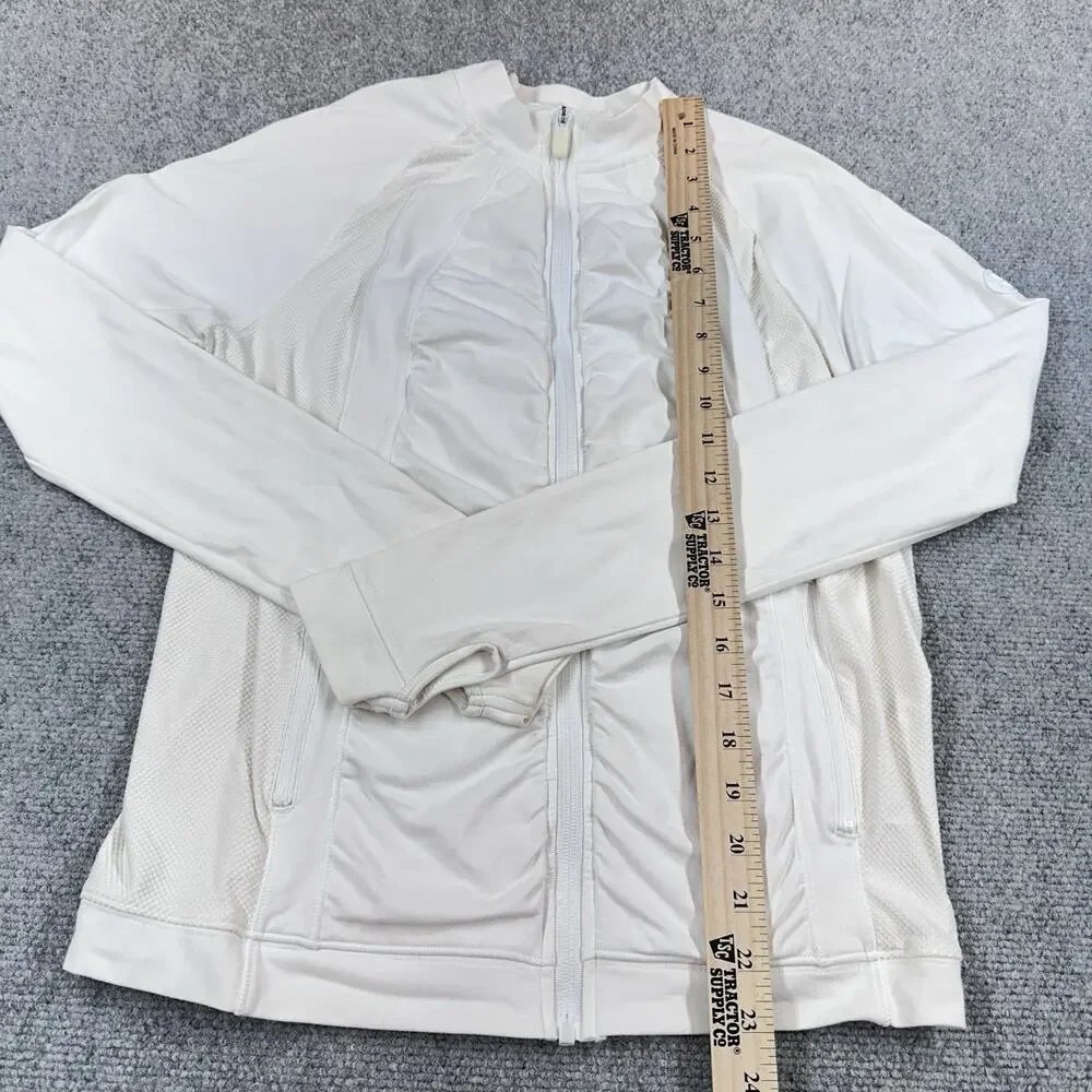 G/FORE Women's Full Zip Jacket SZ M Performance Golf Athleisure White Ruched - Picture 2 of 9